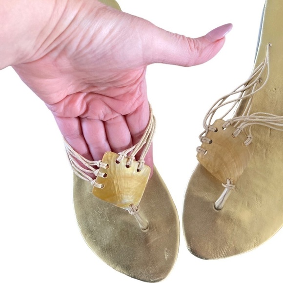 Tamara Catz Maui Sandal Mother of Pearl Wedge Strappy Thong Sandal - Picture 5 of 9